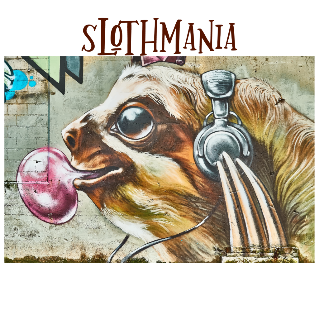 Sloth wall graffiti header image for blog post "Slothmania"